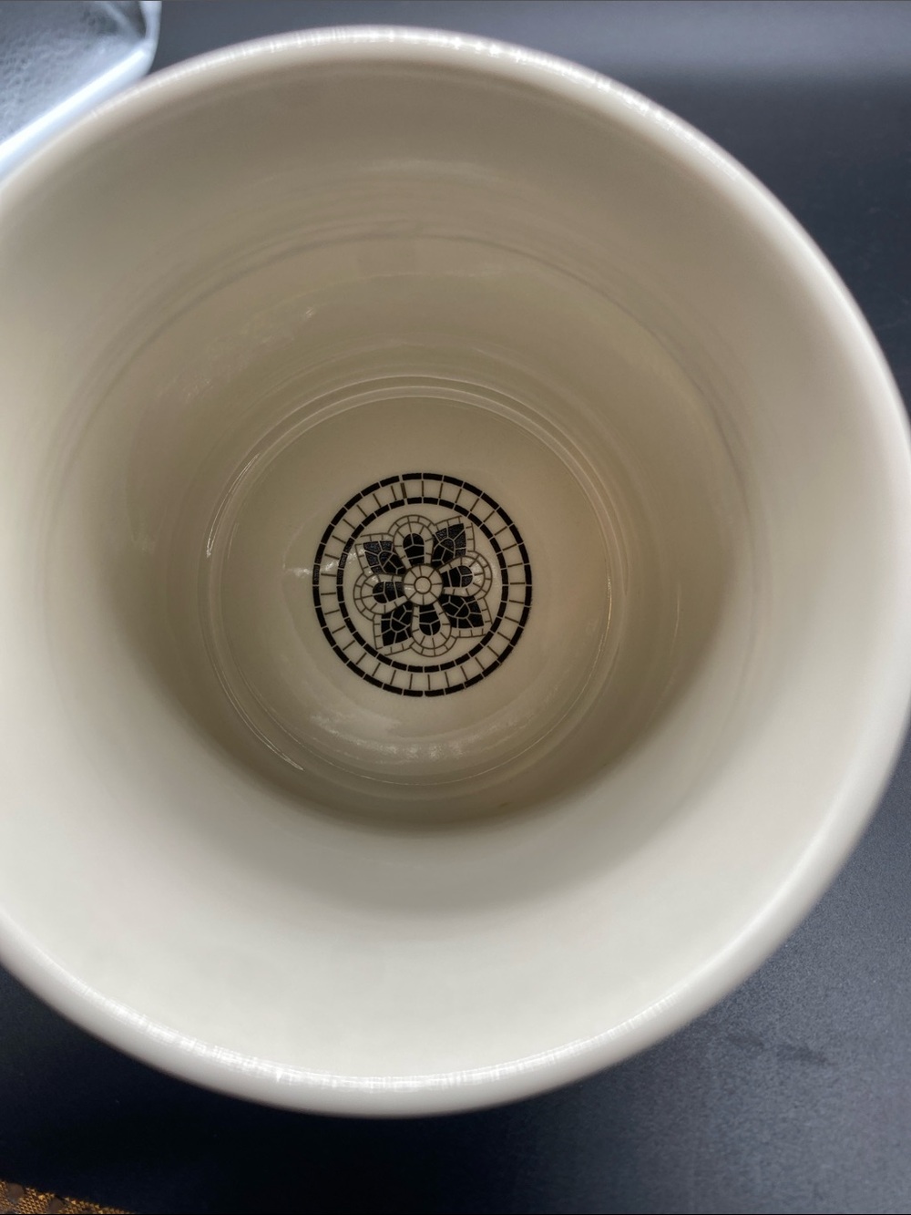 Anthropology Tiled Cup Monogram “ A” White, Black, Gold - Picture 5 of 8